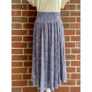 Retro Blue Polka Dot Midi Skirt